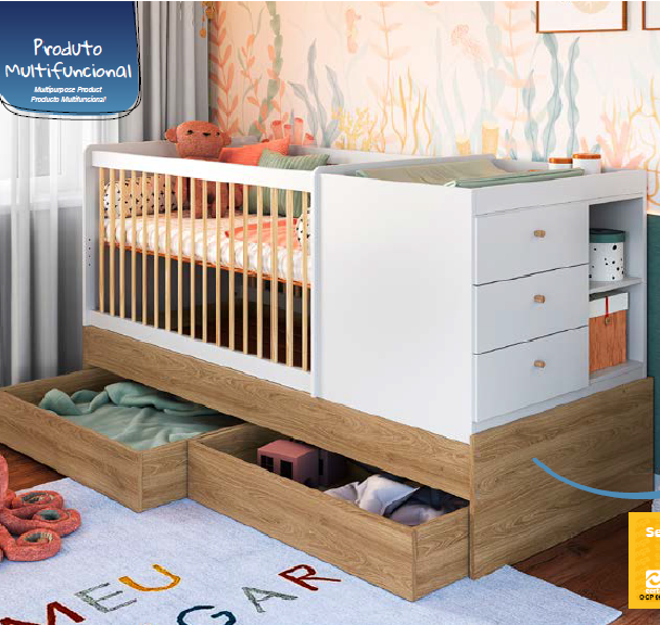 Berço Cama Multifuncional c/ Gavetões | Completa Móveis