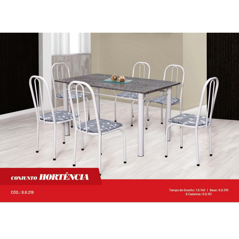 PREÇO + BARATO DO BRASIL | Conjunto Mesa + 6 Cadeiras Hortênsia | Marcheli 