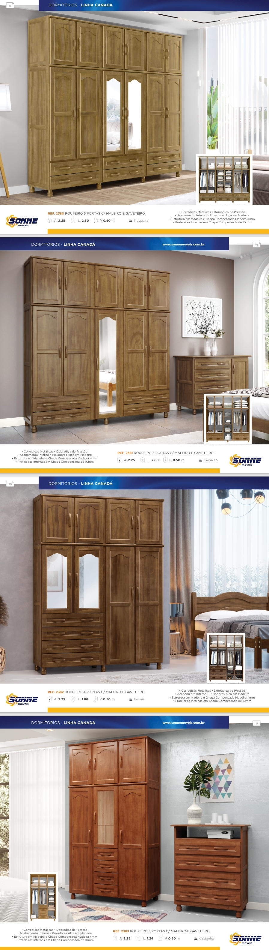 Roupeiros Linha Canadá | 2380 - 2381 - 2382 - 2383 | Sonne Móveis 0625