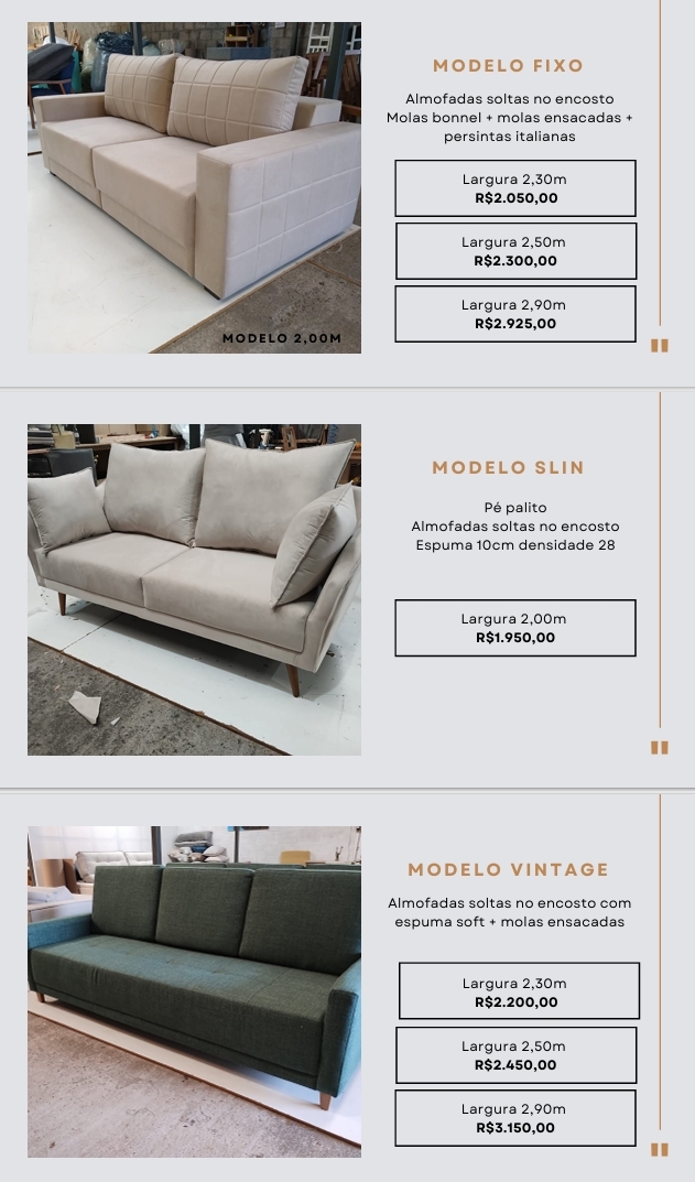 Estofados | Fixo - Slin - Vintage | Confidare | Venda +50% 0525