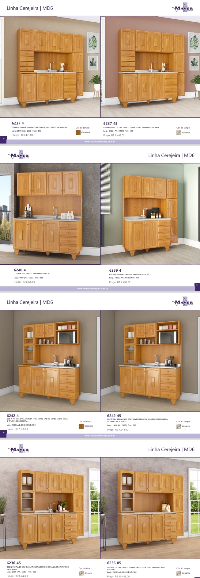 Linha Cerejeira MD6 | Cozinhas Compactas | 6237 4 - 6237 45 - 6240 4 - 6239 4 - 6242 4 - 6242 45 | Venda: -70% | Mayer 0525