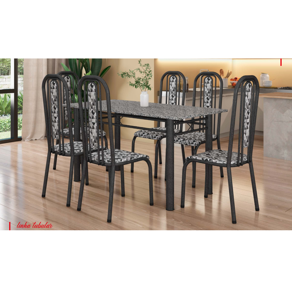 PREÇO + BARATO DO BRASIL | Mesa Madri + 6 Cadeiras Granada | Fabone