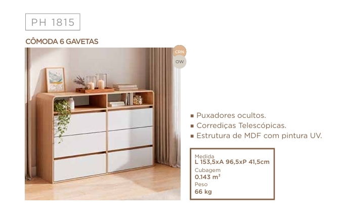Cômoda 6 Gavetas PH 1815 | Herval 0726 