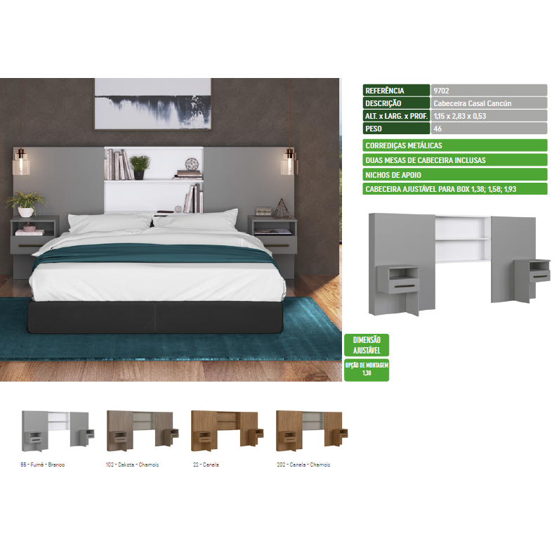 Cabeceira Casal Cancún 283 | 9702 | Faimec Móveis 