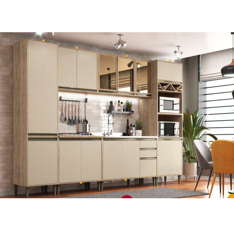 PREÇO + BARATO DO BRASIL | Cozinha Modulada Sob Medida New Atena | Móveis Sul