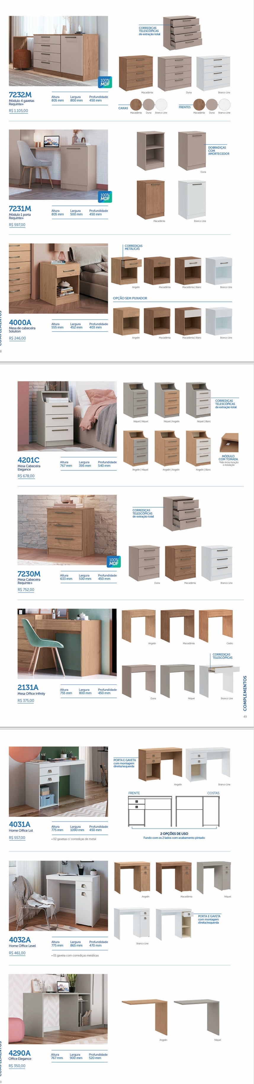 Linha de Complementos | 7231M - 4000A - 4201C - 7230M - 2131A -4031A - 4032A - 4290A | Castro : Venda -40% 0425