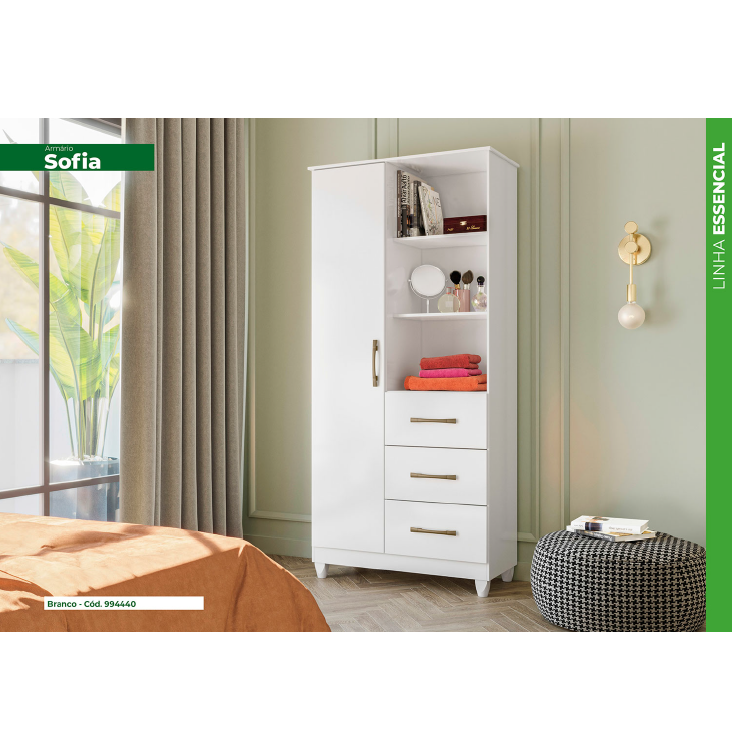 PREÇO + BARATO DO BRASIL | Multiuso Sofia 1 Porta e 3 Gavetas | L 0,84 | Moval 