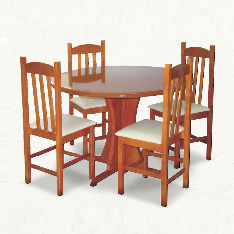PREÇO + BARATO DO BRASIL | Mesa Pé Central C/ 4 Cadeiras Tradicional | Ref. 2005 / 004 | ZN 