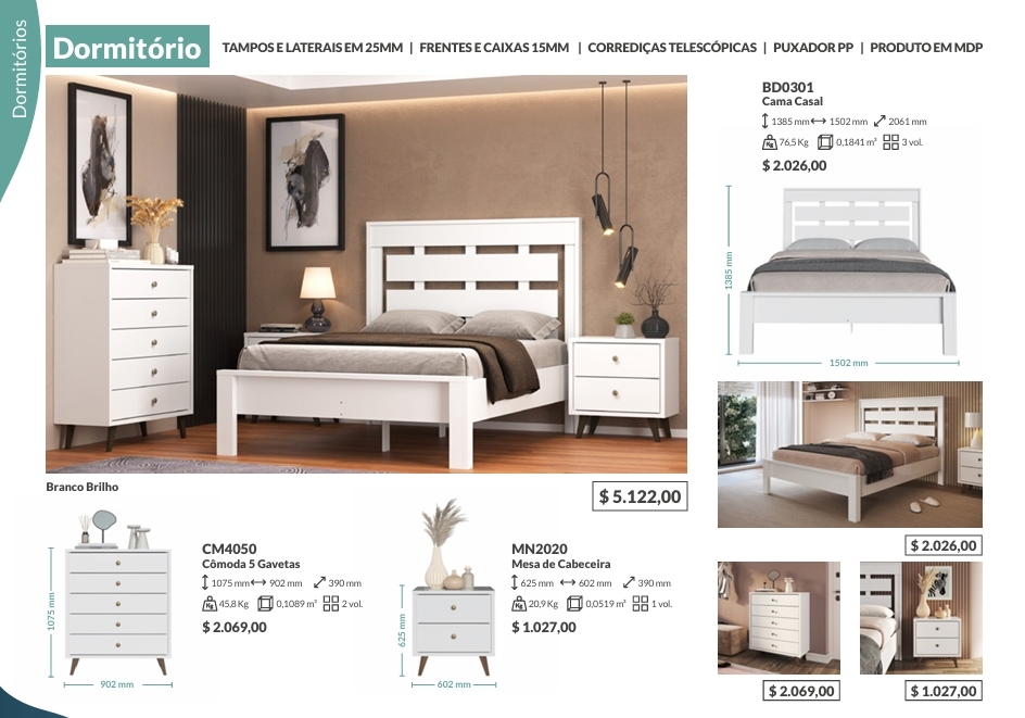 Conjunto Dormitório | CM4050 -  MN2020 -  BD0301  | Decibal : Venda -65% 0325