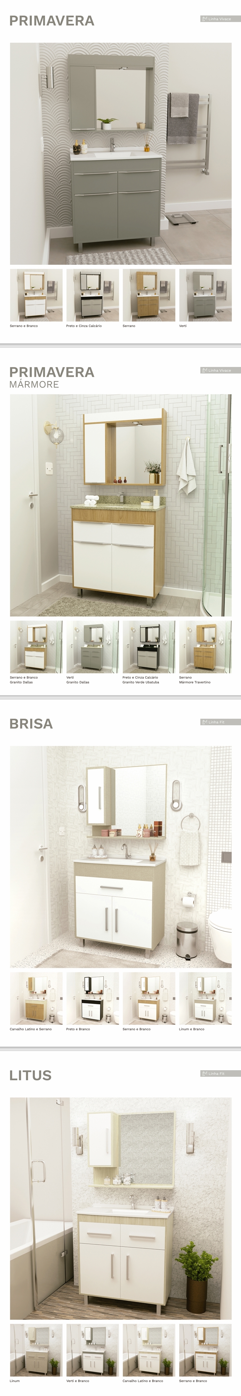 Conjunto de Banheiro | Primavera - Brisa - Litus | Luminetto 0425