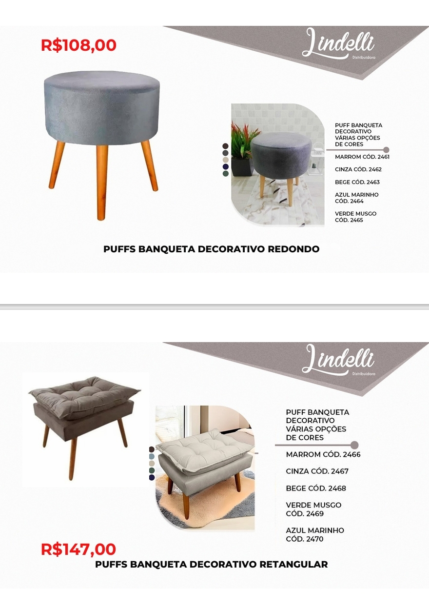 Puffs Decorativos | Lindelli | Venda: +50% 0525