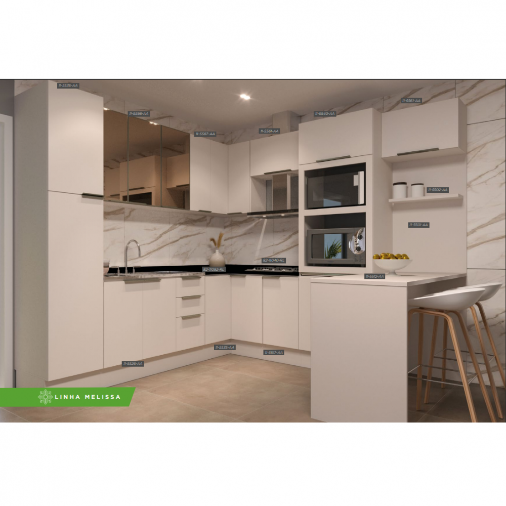 PREÇO + BARATO DO BRASIL | Cozinha Modulada Sob Medida Linha Melissa | Caloma
