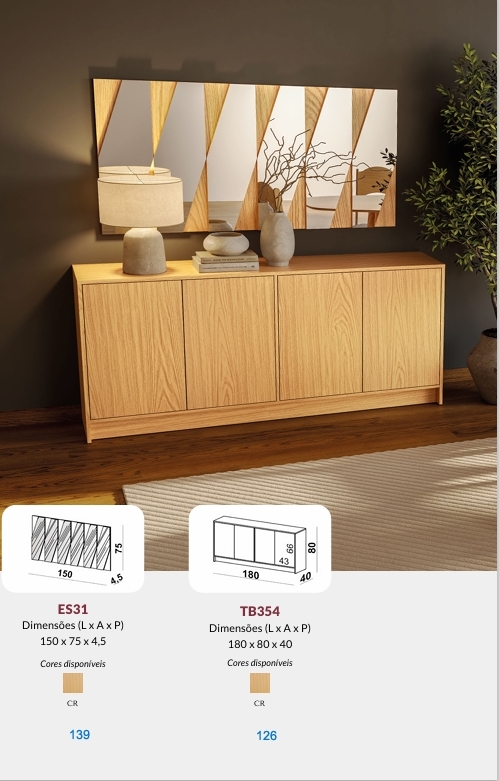 Espelho ES31 + Balcão Buffet TB354 | Dalla Costa 0826
