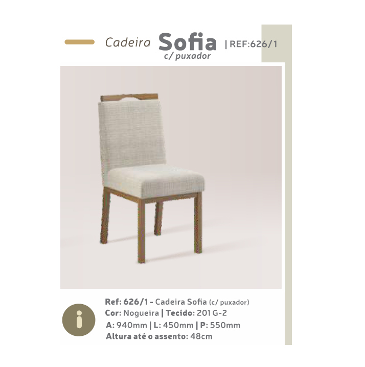 PREÇO + BARATO DO BRASIL | Cadeira Sofia C/ Puxador | 626/1 | Volttoni Móveis Contemporâneos