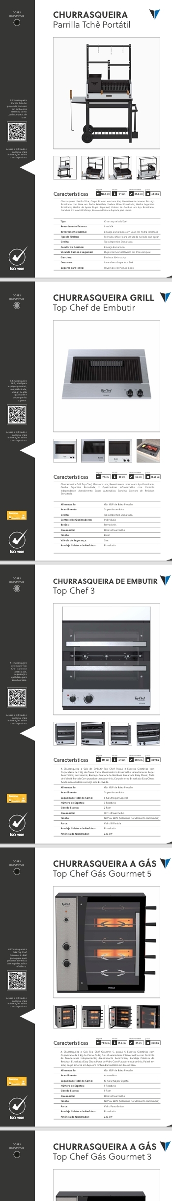 Churrasqueira | Parrilla Tchê Portátil -Top Chef de Embutir - Top Chef 3 -Top Chef Gás Gourmet 5 - Top Chef Gás Gourmet 3 | Venax 0525