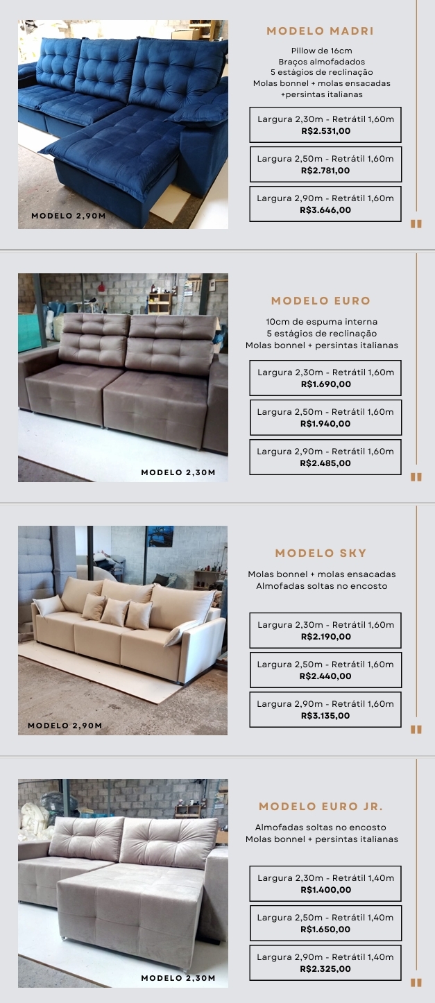 Estofados | Madri - Euro - Sky - Euro JR | Confidare | Venda: +50% 0525