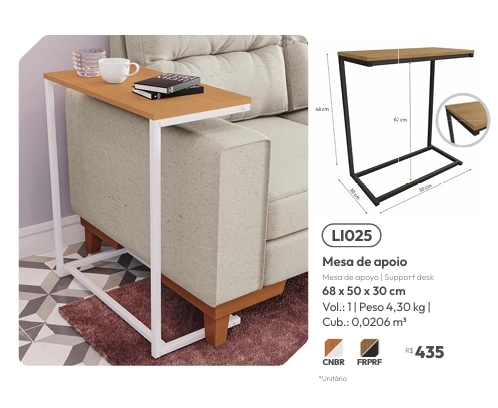  Mesa de Apoio | LI025 | Venda:-62% | Kappesberg Crome 0925