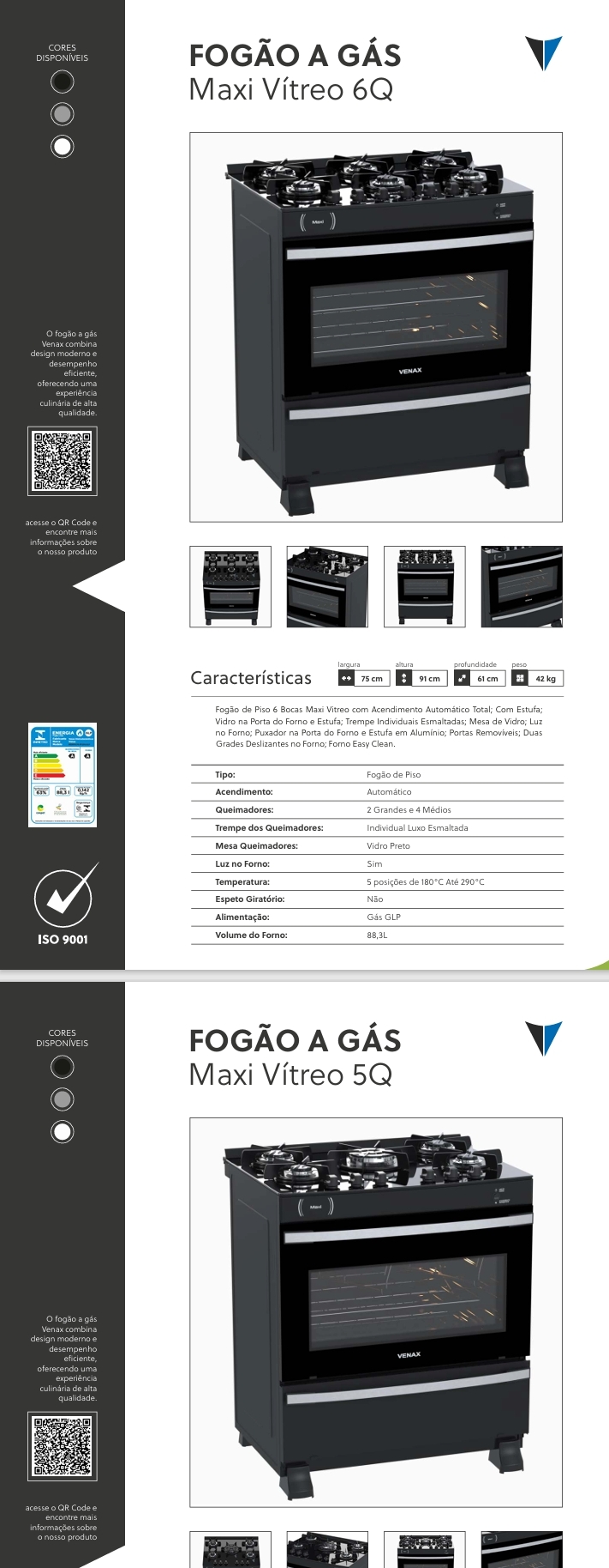 Fogão a Gás | Maxi Vítreo | Venax 0525