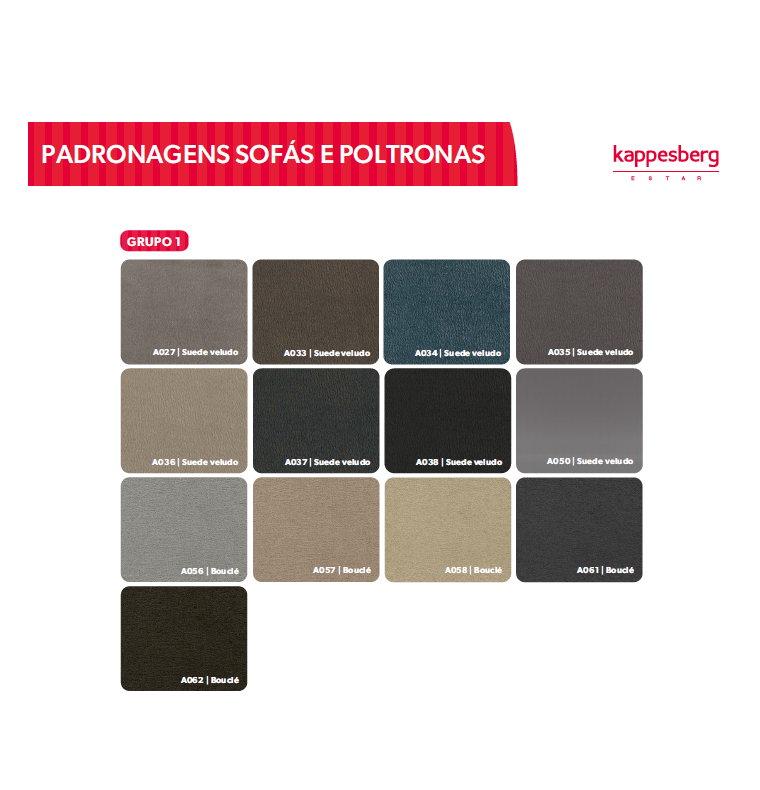 Linha Kappesberg Estar | Padronages/Tecidos/Cores Grupo 1 - Sófas e Poltronas 