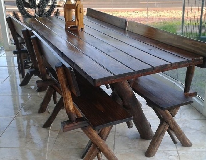 PREÇO + BARATO DO BRASIL | Mesa de churrasco 2,20 com 4 bancos  | Móveis Hirt